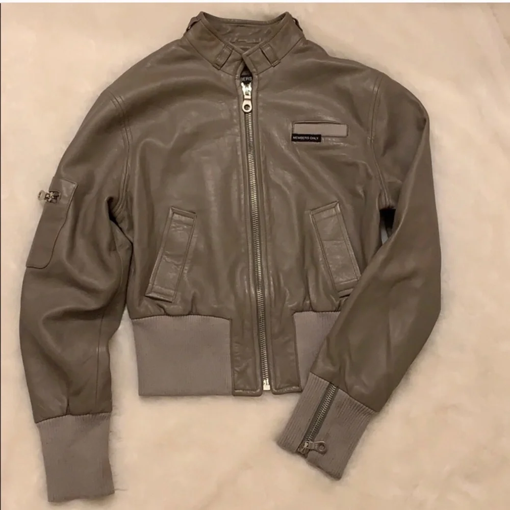 Members Only Gray Leather Jacket - Picture 1 of 5